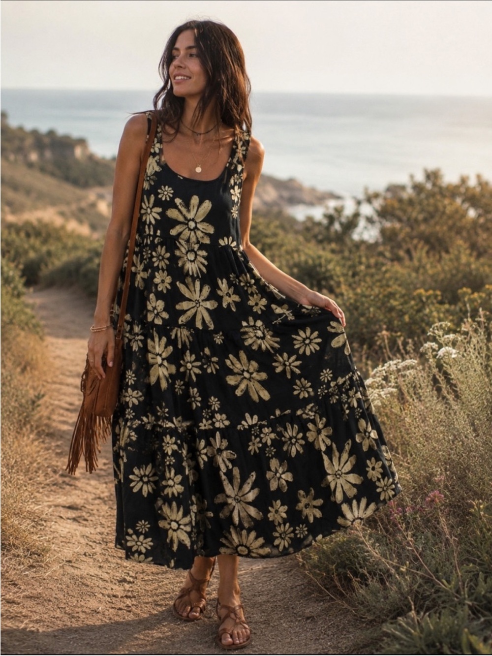 Natural Life Adele Dress Daisy Print Midi Dress
